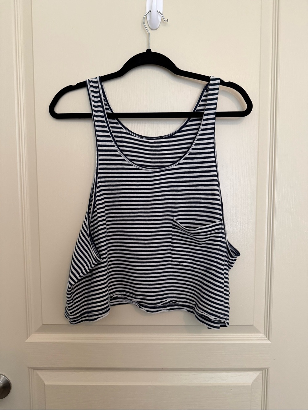 Forever 21 Navy and White Striped Scoop Neck Tank